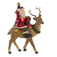 Clayre & Eef | Kerstdecoratie Beeld Kerstman Rood 16x9x22 cm | 6PR4718