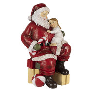 Clayre &amp; Eef | Kerstdecoratie Beeld Kerstman Rood 9x9x18 cm | 6PR4720