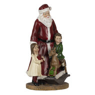 Clayre &amp; Eef | Kerstdecoratie Beeld Kerstman Rood, Groen, Wit 12x10x20 cm | 6PR4761