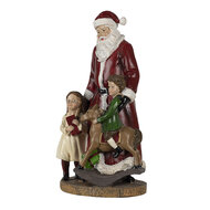 Clayre &amp; Eef | Kerstdecoratie Beeld Kerstman Rood, Groen, Wit 12x10x20 cm | 6PR4761