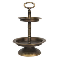 Clayre &amp; Eef | Etag&egrave;re 2 laags Koperkleurig Bruin &oslash; 22x34 cm | 6Y4204