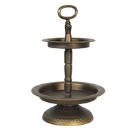 Clayre &amp; Eef | Etag&egrave;re 2 laags Koperkleurig Bruin &oslash; 22x34 cm | 6Y4204