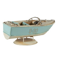 Clayre &amp; Eef | Decoratie Miniatuur Boot Turquoise, Beige 18x8x8 cm | 6Y4610