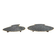 Clayre &amp; Eef | Serveerschalen Set van 2 Schelp Grijs (2) 30x24x6 / 26x20x5 cm | 6Y4657