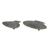 Clayre &amp; Eef | Serveerschalen Set van 2 Schelp Grijs (2) 30x24x6 / 26x20x5 cm | 6Y4657