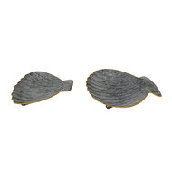 Clayre &amp; Eef | Serveerschalen Set van 2 Schelp Grijs (2) 30x24x6 / 26x20x5 cm | 6Y4657