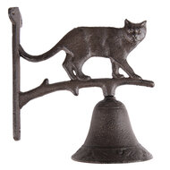 Clayre &amp; Eef | Ouderwetse Deurbel Gietijzer Kat Bruin 9x18x24 cm | 6Y5306