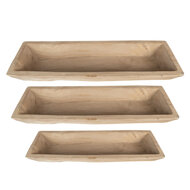 Clayre &amp; Eef | Serveerschaal Set van 3 Bruin 70x20x9 / 66x15x7 / 61x11x6 cm | 5H0559CH