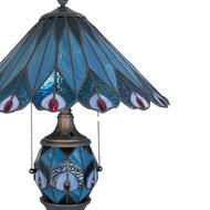 Clayre &amp; Eef | Tiffany Tafellamp Blauw, Rood &oslash; 40x65 cm E27/max 2x60W E14/max 1x7W | 5LL-5829