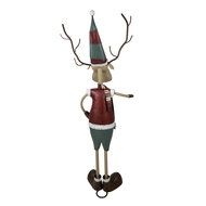 Clayre &amp; Eef | Kerstdecoratie Beeld Rendier Rood, Grijs 60x34x159 cm | 5Y1185