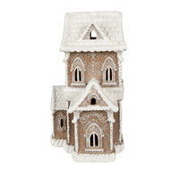 Clayre &amp; Eef | Decoratie Huis met LED Bruin, Beige 28x21x37 cm / 3xAA | 6PR3906