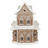 Clayre &amp; Eef | Decoratie Huis met LED Bruin, Beige 28x21x37 cm / 3xAA | 6PR3906
