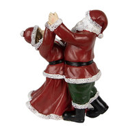 Clayre &amp; Eef | Kerstdecoratie Beeld Dansende kerstman en kerstvrouw Rood, Wit 12x8x15 cm | 6PR3912