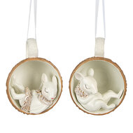 Clayre & Eef | Hanger muis in kopje (set van 2) Beige, Bruin 10x7x6 cm | 6PR3903