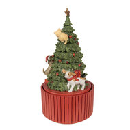 Clayre &amp; Eef | Muziekdoos Kerstboom LED Groen, Rood &oslash; 14x27 cm | 6PR3918