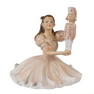 Clayre &amp; Eef | Decoratie Beeld Ballerina Roze Wit 12x12x13 cm | 6PR3944