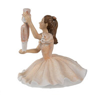 Clayre &amp; Eef | Decoratie Beeld Ballerina Roze Wit 12x12x13 cm | 6PR3944