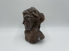 Buste decoratiebeeld Dame vintage bruin steen 21 x 15 cm | G6063903 | Home Sweet Home | Stoer &amp; Sober Woonstijl