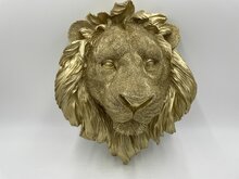 Wanddecoratie leeuw  &quot;Lion&quot;  goud polystone 27 x 14 x 33 cm | 010238 | Gifts Amsterdam | Stoer &amp; Sober Woonstijl