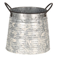 Clayre & Eef | Bloempotten Binnen Set van 3 Grijs Wit 30x24x22/27 / 24x19x21/24 / 19x14x18/21 cm | 6Y5404