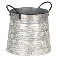 Clayre & Eef | Bloempotten Binnen Set van 3 Grijs Wit 30x24x22/27 / 24x19x21/24 / 19x14x18/21 cm | 6Y5404