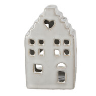 Clayre & Eef | Theelichthouder Kerst Huisje Beige 7x6x11 cm | 6CE1588S