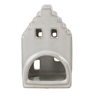 Clayre & Eef | Theelichthouder Kerst Huisje Beige 7x6x11 cm | 6CE1588S