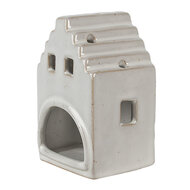Clayre & Eef | Theelichthouder Kerst Huisje Beige 7x6x11 cm | 6CE1588S