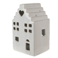 Clayre & Eef | Theelichthouder Kerst Huisje Beige 10x9x17 cm | 6CE1588L