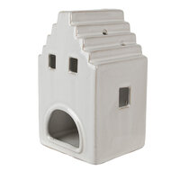 Clayre & Eef | Theelichthouder Kerst Huisje Beige 10x9x17 cm | 6CE1588L