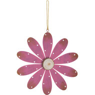 Dekoratief | Hanger bloem, roze, metaal, 17x17cm | A220144