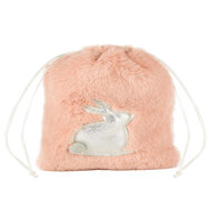 Dekoratief | Zakje met bunny, stof, roze/grijs, 12x11cm, set van 2 stuks. | A200367