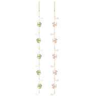 Dekoratief | Guirlande m/vogels en veren, groen/roze, 105x5x3cm, set van 2 stuks | A200593