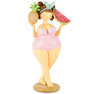 Dekoratief | Deco meisje staand m/ananas/watermeloen, resina, 11x8x23cm | A200603