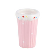 Dekoratief | Tandenstokerhouder milkshake, wit/roze, keram. 4x4x6cm | A220413