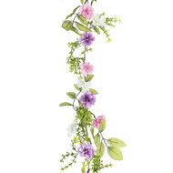 Dekoratief | Slinger m/paarse bloemen, 100cm | A220479
