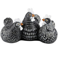 Dekoratief | Trio kippen zwart/wit, resina, 24x15x14cm | A220486