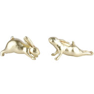 Dekoratief | Bunny stretchend, goud, resina, 18x7x9cm, set van 2 stuks | A220531