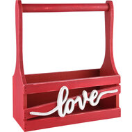 Dekoratief | Bakje &#039;Love&#039;, rood, hout, 24x11x28cm | A220678