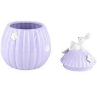 Dekoratief | Bonbonni?re m/bunny, paars/wit, keramiek, 13x13x18cm | A220768
