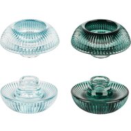 Dekoratief | Kaarsenhouder blauw/groen, glas, 10x10x5cm, set van 2 stuks | A225015