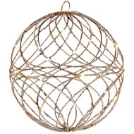 Dekoratief | Deco bal, goud/glitter, LED, rotan, 25x25x25cm | A225041