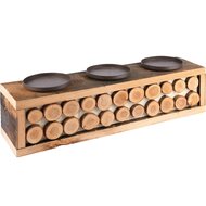 Dekoratief | Tafelstuk kaarsenhouder, naturel, hout/metaal, 48x12x15cm | A225285