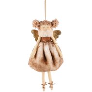 Dekoratief | Hanger engeltje, bruin, stof, 19x19x33cm | A225304