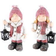 Dekoratief | Winterkind m/lantaarn, magnesium, 22x16x38cm, set van 2 stuks | A225571