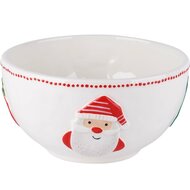 Dekoratief | Bowl m/santa, wit/rood, dolomiet, 15x15x8cm | A225585