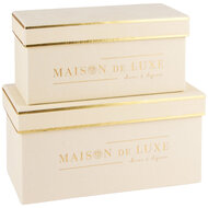 Dekoratief | Set 2 dozen rechthoek, &#039;Maison De Luxe&#039;, beige, 24x12x12cm | A225891