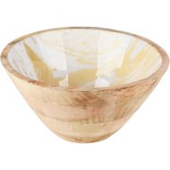 Dekoratief | Bowl &#039;Marbled&#039;, wit/goud, hout, 25x25x12cm | A228085