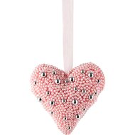 Dekoratief | Hanger hart &#039;Pink Pearly&#039;, stof/parels, 10x10x4cm | A228121