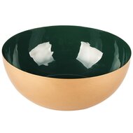 Dekoratief | Bowl rond, groen/goud, metaal, 21x21x8cm | A228174